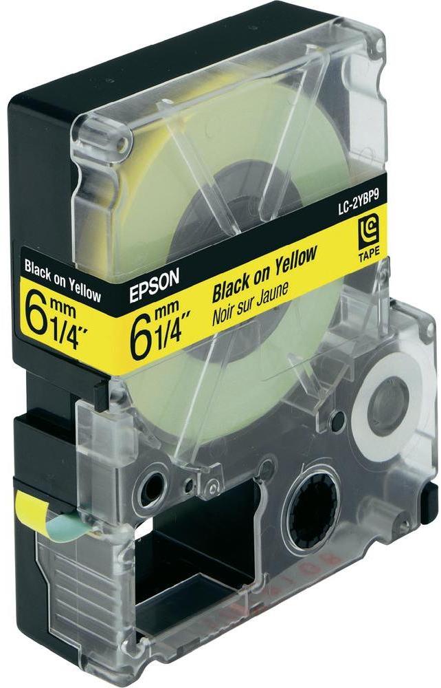Epson  LC-2YBP9 zwart op geel breedte 6 mm